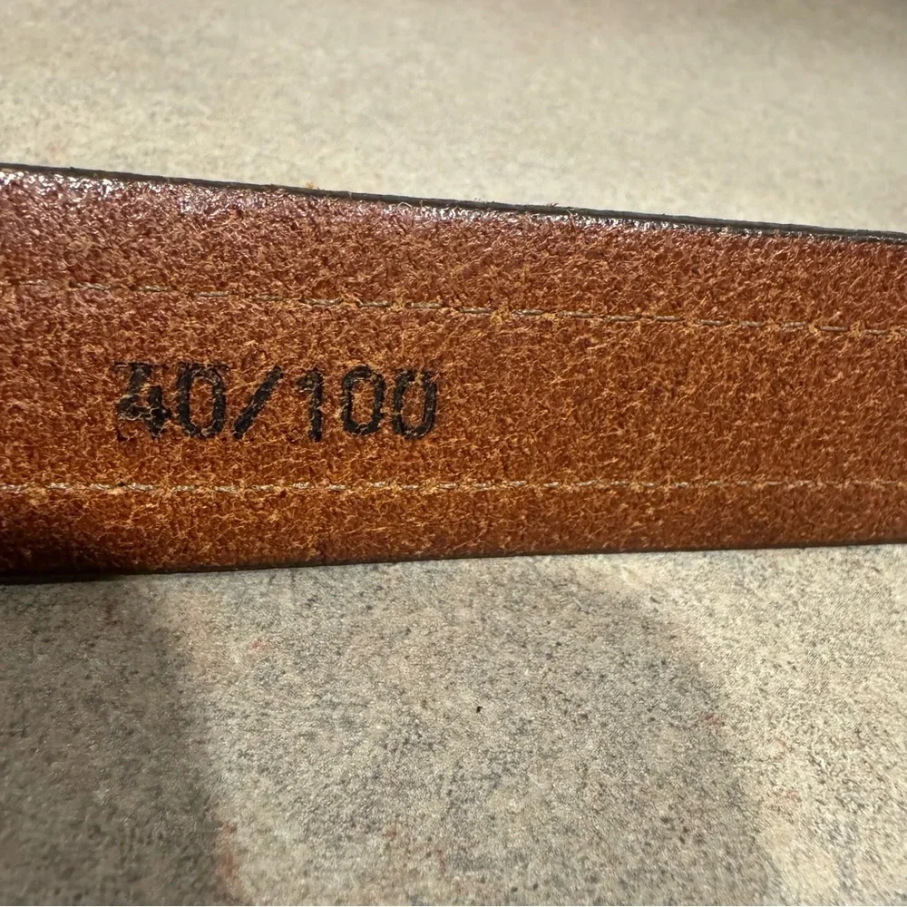 Lands’ End Vintage Men’s Woven Print Brown Leather Belt Size 40/100 Made in USA